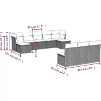 vidaXL Ensemble de salon de jardin 10 pièces avec coussins Beige Poly Rattan