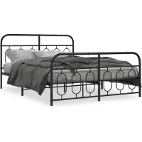 vidaXL Cadre de lit avec tête et pied de lit en métal noir 140x190 cm