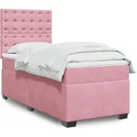 vidaXL Lit boxspring avec matelas rose 100x200 cm velours