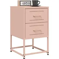 vidaXL Tables de chevet 2 pcs rose 36x39x60,5 cm acier