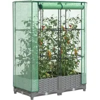 vidaXL Lit surélevé avec serre aspect rotin 80x40x123 cm