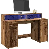 vidaXL Bureau LED imitation vieux bois 140x55x91 cm bois composite