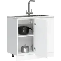vidaXL Meuble bas de cuisine "Kalmar" Blanc brillant Matériau dérivé du bois