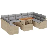 vidaXL Ensemble de canapés de jardin , 10 pièces, beige et gris