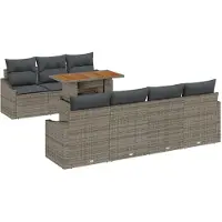 vidaXL Salon de jardin avec coussins 8 pcs Gris et brun