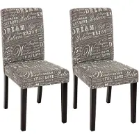 Mendler Lot de 2 chaises de séjour Littau tissu gris words fabric, pieds foncés