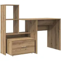 vidaXL Bureau , style artisan, bois imitation chêne, 131,5 x 50 x 106,5 cm