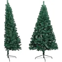 vidaXL Sapin de Noël artificiel moitié avec support vert 180 cm PVC