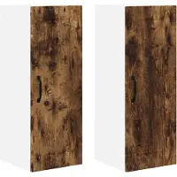 vidaXL Armoire murale LUCCA, 2 pièces, bois composite imitation chêne fumé