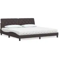 vidaXL Lit avec matelas brun foncé 200x200 cm Tissu