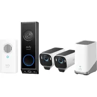 Eufy Security eufyCam S3 Pro MaxColor Vision 4K 2-Cam Set inclusief Homebase 3 + E340 (3840 x 2160 pixels), Caméra réseau, Blanc
