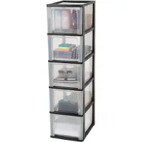 Iris 135675 Tour de Rangement 5 tiroirs Organizer Chest, Plastique, Noir, 5 x 13 L