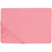 Beliani Drap-housse coton rouge corail 180 x 200 cm JANBU (180 x 200 cm)