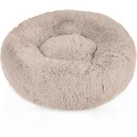 Intirilife Lit Pour Animaux En Peluche Moelleux En Beige De Diamètre 80 Cm - Rond Adhérent Doux Lit De Chien Et Chat Oreiller Confortable Pour Chien Canapé Canapé Pour Chat