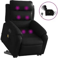 vidaXL Fauteuil de massage avec releveur électrique noir similicuir