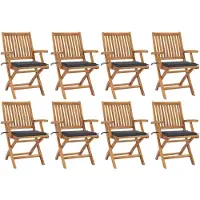 vidaXL Chaises de jardin pliantes avec coussins 8 pcs. Bois massif teck