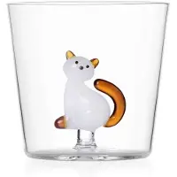 Ichendorf - Gobelet Chat Blanc Avec Queue Ambre - Chat Tigré - Design Alessandra Baldereschi