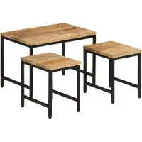 vidaXL Tables basses gigognes 3pcs bois de manguier massif brut et fer