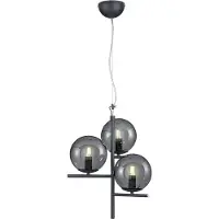 TRIO Lampe à suspension Pure 3 lumières noir avec verre fumé