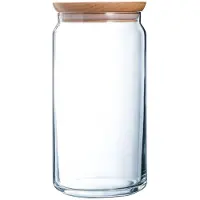 Luminarc Pure Jar - Pot de rangement avec couvercle en bois - 1,5L - Verre - (Lot de 6).