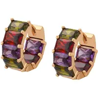 Gaya Boucles d'oreilles or / vert / violet / rouge rubis
