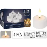 PerfectLED Bougies Chauffe-plat à batterie rechargeable LED Box 4 pièces Rechargeable - Ø4cm - chargeur non fourni