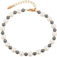 NAEMI Bracelet or / gris foncé / blanc perle
