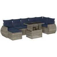 vidaXL Ensemble de 8 canapés de jardin avec coussins, gris, polyrattan