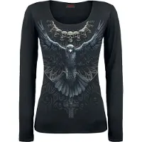 Spiral T-shirt manches longues Gothic de - Raven Skull - M - XL - pour Femme - noir - Taille M