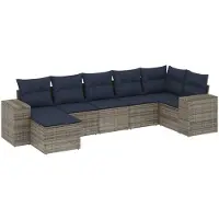 vidaXL Ensemble de 7 canapés de jardin avec coussins, gris, polyrattan