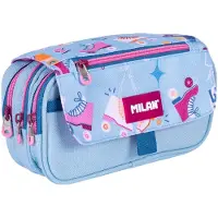 Milan 4 Zippper Pencil Case With A Flap Roller 2 Special Series Bleu Homme