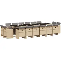 vidaXL Ensemble de jardin 17 pièces avec coussins Mélange beige Poly rotin