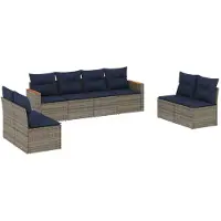 vidaXL Ensemble de 8 canapés de jardin avec coussins, gris, polyrattan