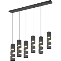 TRIO Suspension STREAM noire 6xGU10x10W en métal, dimensions : 150 x 100 x 14 cm, IP20,