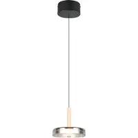TRIO Suspension LED CELESTE noir-chromé 10 W, blanc chaud, 1 100 lm, verre, dimensions : 200 x 22 x 22 cm, IP20,