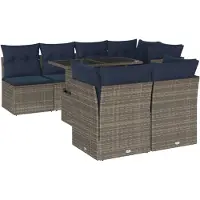 vidaXL Ensemble de 8 canapés de jardin avec coussins, gris, polyrattan