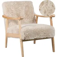 Beliani Fauteuil Leknes Fourrure Synthétique Beige Clair