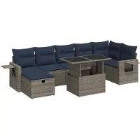 vidaXL Ensemble de jardin canapé 8 pièces avec coussins Gris Poly rotin