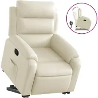 vidaXL Fauteuil relax avec releveur Crème Similicuir