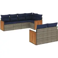 vidaXL Ensemble de 7 canapés de jardin avec coussins, gris, polyrattan