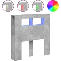 vidaXL Tête de lit LED gris béton 100x18,5x103,5 cm Bois composite