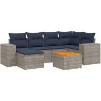 vidaXL Ensemble de 7 canapés de jardin avec coussins, gris, polyrattan