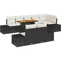 vidaXL Ensemble de canapé de jardin , 9 pièces, noir, en résine tressée
