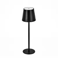 Heitech Lampe de table Abat-jour circulaire Batterie noire - 3 niveaux de variation