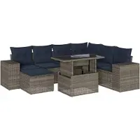 vidaXL Ensemble de 8 canapés de jardin avec coussins, gris, polyrattan
