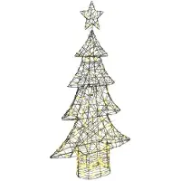 vidaXL Sapin de Noël avec 160 LED Blanc chaud 150 cm Rotin