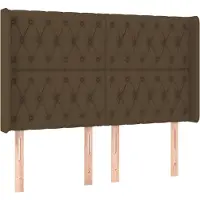 vidaXL Tête de lit avec oreilles brun foncé 163x16x118/128 cm Tissu