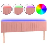 vidaXL LED Tête de lit rose 160x5x78/88 cm velours