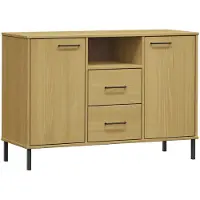 vidaXL Sideboard OSLO avec pieds en métal brun 113x40x77 cm bois massif