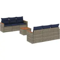 vidaXL Ensemble de 7 canapés de jardin avec coussins, gris, polyrattan
